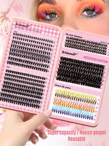 Waloshow School Makeup 640pcs 800pcs Lash Clusters ,30D 40D 50D 100D Lashes Eyelashes, D Curl Pestañas With Natura Lashes Cluster Eyelash, 0.07 Cluster Lashes Fake Eyelashes, Super Soft Eyelash Clusters Book,Makeup Tools Back To School - Hồng - Xem 19