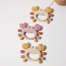 Baby Cute Crab Shaped Silicone Teether, Infant Easy Grip Chew Toy - Multicolor - View 3