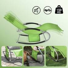 SoBuy Set Of 2 Sun Lounger Garden Chair Recliner With Cushioned Pillow & Side Pocket Garden Rocking Chair With Steel Frame 150kg Capacity Outdoor Garden Furniture For Patio Poolside OGS28x2 - Green - View 8