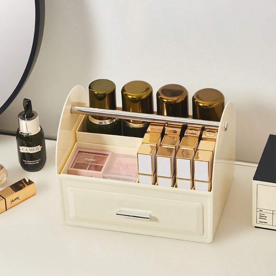 Minimalist Handheld Desktop Storage Box, Compartment Organizer For Stationery, Cosmetics, Miscellaneous, Office Drawer