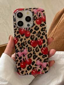 Leoparden-Muster Schleife Kirsche kompatibel mit iPhone 16 Pro Max Handyhülle, geeignet für Apple iPhone 15/14/13/12 Pro, 11, Neu 15 Pro Max/15 Pro/15/14 Pro Max/14 Pro/14 Plus/13/13 Pro Max/13 Pro/12 Pro Max/12 Pro/12 - Verschiedenfarbig - Übersicht 2