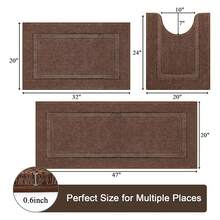 Bathroom Rugs Sets 3 Piece, Bath Mats Non Slip Washable Soft Absorbent Shower Rugs Brown Runner For Tub Floor With Toilet Mat, Yellow - As Picture 416 - View 7