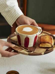 1 件简约条纹格纹陶瓷杯，早餐牛奶燕麦杯，家用下午茶咖啡杯，果汁饮料杯，情侣水杯，送给家人和朋友的节日礼物杯 - 彩色 - 查看 4