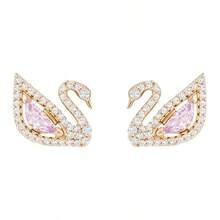 Bông tai đôi hình thiên nga màu hồng cổ điển thời trang SWAROVSKI SWAN, kiểu khuyên tai xỏ chỉ, dành cho nữ, quà tặng sinh nhật, quà tặng Giáng sinh, quà tặng Ngày của Mẹ. - Hồng - Xem 7