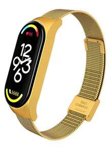 1 dây đeo lưới kim loại màu vàng thời trang, tương thích với Mi Band 6/5/4/3; Dây đeo thay thế bằng thép không gỉ, vòng đeo tay theo dõi thể dục, tương thích với Mi Band 3/4/5/6; Vòng đeo tay thông minh nhiều màu sắc, tương thích với đồng hồ thông minh; Dây đeo từ tính Milanese, phù hợp với Mi Band 4; Vòng đeo tay sang trọng, phù hợp với Mi Band 5/6; Phụ kiện - Vàng - Xem 4
