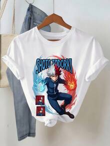 Dabi T Shirt Toya Todoroki Girl Anime Manga Boku No Hero Academia Shirt Gift (2)_568_t1 - 白色 - 查看 2