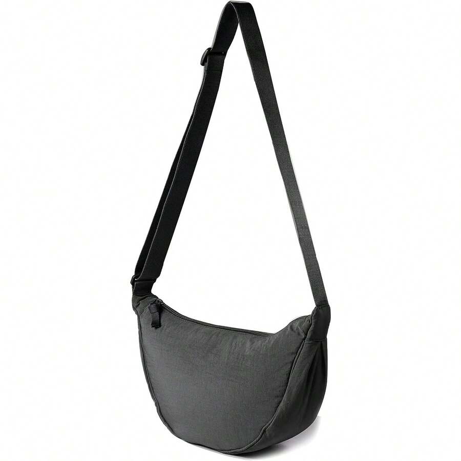 Nylon Crescent Crossbody Bag For Women Men Fanny Pack Small Travel Sling Bag - 黑色 - 查看 1