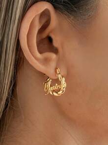 Customized Name 18mm Mini Earrings |, Customized Name 18mm Mini Earrings | Personalized Name Customized 22mm Small Earrings | Delicate Customized Stud Earrings | Customized Engraved Name Earrings - Letter Earrings - View 3