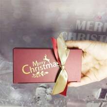 5/10/20pcs Christmas Candy Gift Boxes With Ribbon, Festive Paper Treat Containers For Holiday Favors, Xmas Party Decorations, Anniversary Gifts – Elegant Seasonal Packaging For Cookies And Sweets