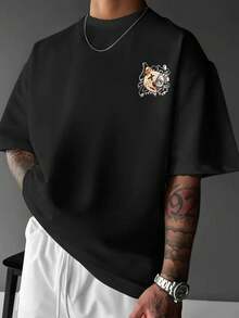 GRDR Men's Summer Printed Graffiti Short Sleeve T-Shirt, Fashionable For Summer - Black - View 5