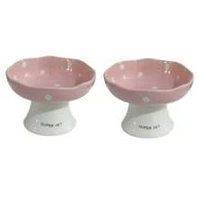 shuo ni mao yi Cat Bowl Ceramic Cat Food Bowl Dog Bowl Food Bowl Cat Bowl Rice Bowl High Footed Dog Drinking Bowl Diagonal Mouth Large Bowl Pet Specific