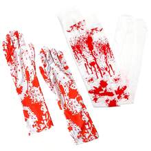 Blood-Stained White Socks, Halloween Bloody Socks, Halloween Women's Stockings, Over-The-Knee Socks, White Blood-Stained Bloody Socks, Horror Costume, Halloween Party Costume, Accessories For Cheerleader, Nurse, Doctor Role Play, Suitable For Zombie Bride, Schoolgirl, Nurse, Zombie Cheerleader Halloween Costumes. - Multicolor - View 12
