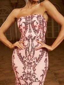 Missord Floor Length Sequin Prom Dress, Elegant Formal Evening Gown, For Wedding Guest, Graduation, Dinner, Party Dress - Baby Pink - View 3