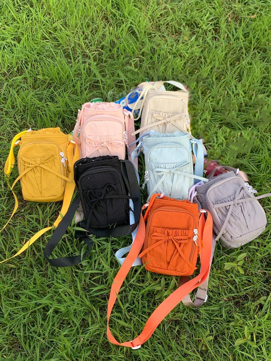 Peach Tree 女士水桶包单肩包斜挎包水壶包运动骑行包夜跑包购物包通勤必备化妆包抽绳设计手机包，时尚多色包包，送给女朋友的礼物