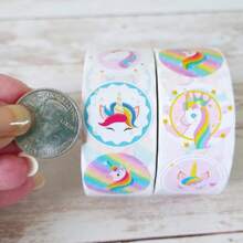 500pcs/Roll Creative Round Colorful Unicorn Pattern Decorative Stickers For DIY Crafts, Funny Hand-Painted Cartoon Stickers For Albums, Scrapbooking, Card Making And School Decoration, Unicorn Theme Stickers, Sticker Rolls, Craft Hobby Supplies, Girls Wall Stickers, Girls Birthday Stickers