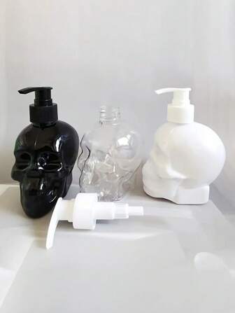 1pc 12.31-Ounce Halloween Skull Design Soap Dispenser - Refillable PET Plastic Pump Bottle, Suitable For Hand Sanitizer, Shampoo And Body Wash - Screw Seal, Unscented - Ideal Choice For Bathroom Decoration, Soap Dispenser Bathroom, Halloween Decoration
