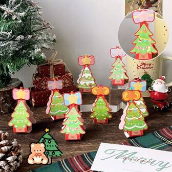 10pcs,Christmas Cartoon Lollipop Cardstock, Motivational Blessing Cartoon Greeting Card, Encouraging Phrase Decoration Card, Exquisite Cardstock For Students(Each Contains Four)