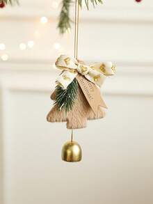 1pc Christmas Decoration Red & White Plush Christmas Tree Bell, Christmas Tree Ornament Hanging Decor, Photography Prop, Suitable For Indoor/Outdoor Christmas, Bar, Party Atmosphere Decoration, Christmas Tree Wind Chime - Multicolor - View 4