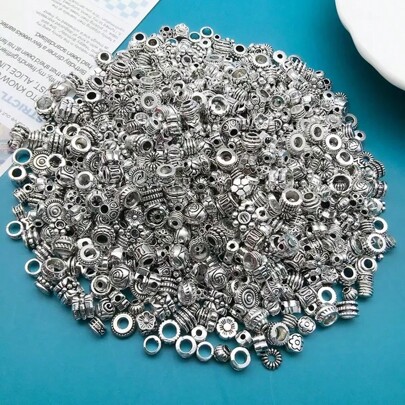 50/200pcs Mixed Spacer Beads Set DIY Jewelry - Zinc Alloy, Fashionable Textured Metal Design, Suitable For Necklaces, Bracelets And Rings