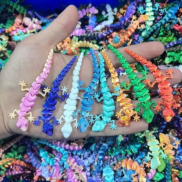 10pcs/30pcs 3D Printed Mini Gecko Multicolor Realistic Animal Lizard Toy, Interactive Cat Toy With Movable Joints, Small Decor