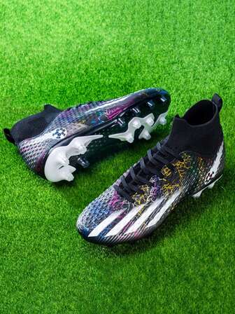 2025新款透气高帮足球鞋，长钉鞋钉，成人及学生训练鞋