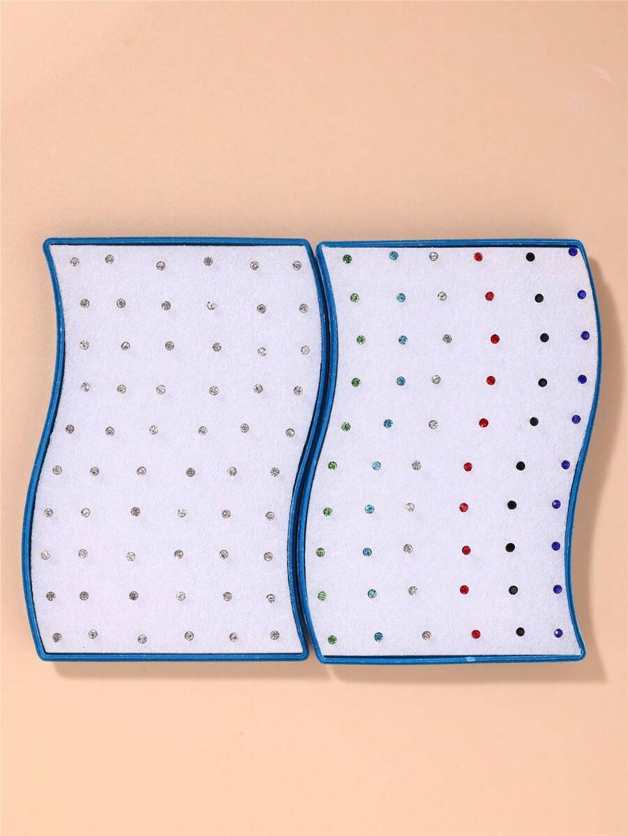 30 件/盒极简主义小耳钉套装，镶嵌 2 毫米小水钻和各种彩色水晶