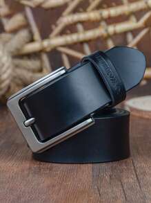 1pc COWATHER Vintage Men's Belt, Minimalist Pin Buckle Leather Belt XF002 - Multicolor - View 2