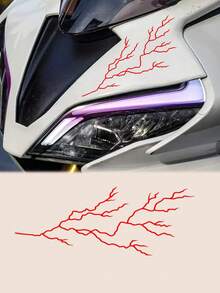 1pc Lightning Crack Waterproof Car/Motorcycle Sticker | Black/White/Red/Gradient (4 Colors) | High Quality Windshield/Body Sticker | Ultra Cool | Ideal Choice For Car Enthusiasts - Multicolor - View 16
