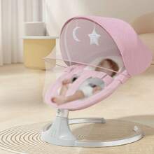Electric Baby Rocking Chair With Mosquito Net And Music, Relaxing Rocking Chair For Kids, Frees Mom's Hands - 粉色 - 查看 1