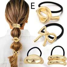 4 件/1 件波西米亚极简主义合金发带套装 - 叶子设计亮面金属发带，简约纹理弹力马尾辫夹，适合 14 岁以上女性，纯色时尚发饰礼物，发圈，发绳