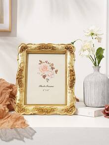 1 件欧式长方形金玫瑰浮雕装饰相框，3D 玫瑰图案照片展示框，适合家庭照片展示和摄影装饰 - 金色 - 查看 8