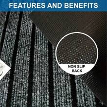 Door Mat Indoor & Outdoor - Strong PVC Rubber Backed | Anti-Slip Washable, Dirt Trapper For Hallways Kitchen - 酒紅色 - 查看 6