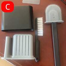 1-Piece Bathroom Two-In-One Toilet Brush Set With Stand, Silicone Cleaning Brush, Wall-Mounted Holder With Storage Box, Silicone Soft Brush Head, Long Handle Design, Multi-Functional Household Cleaning Combination,, Suitable For Bathroom And Toilet.