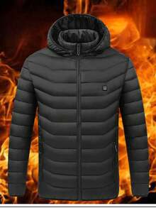 Unisex Warm Jacket, Casual Breathable Round Neck Constant Temperature Smart Electric Heated Outdoor Sports Coat, Warm