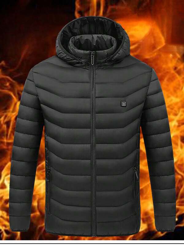 Unisex Warm Jacket, Casual Breathable Round Neck Constant Temperature Smart Electric Heated Outdoor Sports Wear, Warm