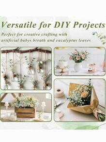 Flores artificiales 40piezas/20piezas/12piezas/6piezas Flor de Bebé Respiración Artificial Gypsophila Falsa Para Bodas Fiestas Decoración del Hogar Ramos Florales Accesorios DIY, Día de los Enamorados, Regalo