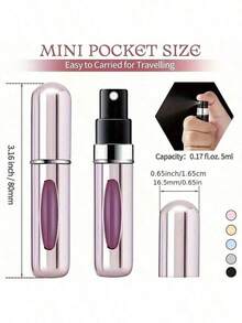 Refillable Perfume Atomizer Spray Bottle, Perfume Bottle Single Pack, Shiny Pink Fragrance Bottle Sprayer Pump Storage Container, Portable Mini Perfume Dispenser For Travel, Purse, Gym, Living Room, Bedroom, Bathroom, Home Decor, Wedding, Party, Birthday, Valentine's Day, Christmas Gift For Women, Men, Teens, Mom, Dad, Friend, Luxury Accessory, Fun Unique Gift Idea - 彩色 - 查看 10