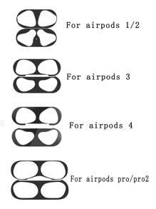 1 套 Apple 纯色保护壳、超薄贴纸保护膜、防尘罩适用于 Apple 1/2/Pro/3/Pro2/4/Pro3 充电盒（不含耳机） - 黑色 - 查看 7