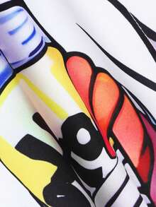 Women's Portrait & Letter Print Long Sleeve Single-Breasted Casual Pocket Shirt