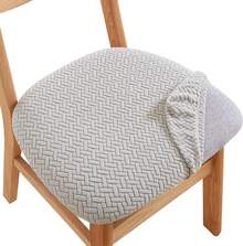 Stretch Non-Slip Soft Washable Dining Chair Covers Set Of 4, Yellow Cushion Slipcovers Kitchen And Dining Room Chairs - Jacquard Grey - View 1
