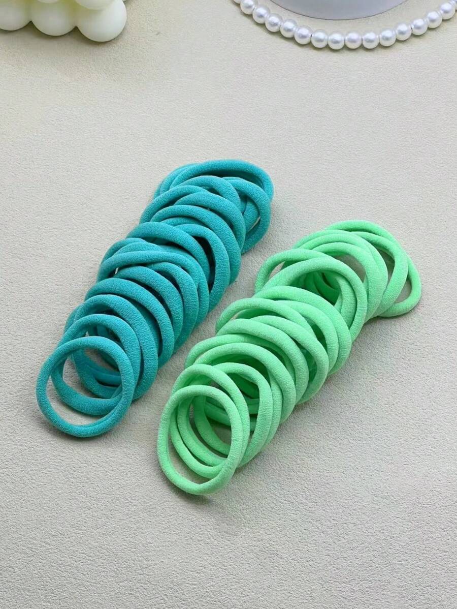 50/100 件绿色女士高弹力发带，适合马尾辫、发型、女士头饰、女士发饰马尾辫夹、发带、头发橡皮筋，适合日常休闲使用