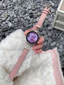 1条真皮表带，兼容三星Galaxy Watch 7、Galaxy Watch 5、Galaxy Watch 6、Galaxy Watch 4，尺寸：40mm、42mm、43mm、44mm、45mm、46mm、47mm、20mm、22mm，金色 - 玫瑰粉 - 查看 2