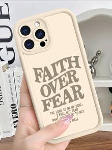 Uplifting Faith Over Fear Christian Phone Case - Soft TPU Protective Cover - Shockproof & Anti-Slip For IPhone 16 Pro Max/15 Pro/14 Pro Max (Inspirational Bible Verse Design, Minimalist Style) - 古董白 - 查看 5