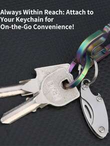 Olive Shape Stainless Steel Folding Knife - Compact Multi-Function EDC Tool With Bottle Opener, Keychain Attachment And Sharp