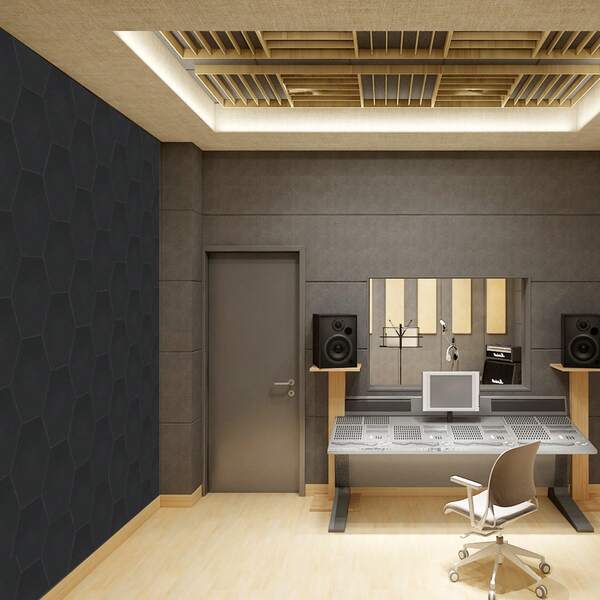 Juego de paneles insonorizantes: paneles acústicos de 12 piezas fabricados en poliéster, de 9 mm de grosor, listos para instalar, autoadhesivos, ideales para oficinas en casa y salas de música.