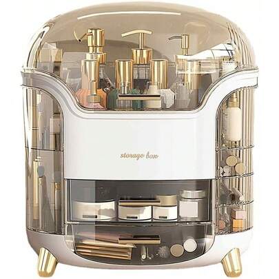 Skin Care Organizer Estuche Maquillaje Retro Antipolvo Caja Almacenamiento Cosmético Multifunción para Lapices de Labios Joyas y Brochas