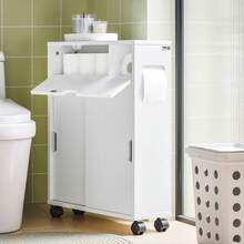 SoBuy BZR31-W, Bathroom Cabinet Storage Shelf On Wheels, Bathroom Toilet Paper Storage Cabinet Home Bathroom Decor Bathroom Organizer SummerBathroom Accessories - 白色 - 查看 8