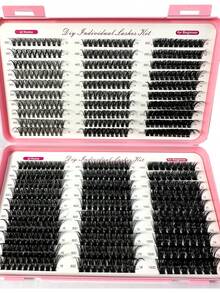 LYBCG 570 Clusters Eyelashes Thick & Fluffy Wispy Lashes 0.07mm D Curling False Eyelashes 30D-100D/10-18mm Mixed Length Faux Mink Individual Eyelashes Natural Soft Eyelash Extension Cosmetics Suitable For Any Style For Party Daily - D - 查看 8