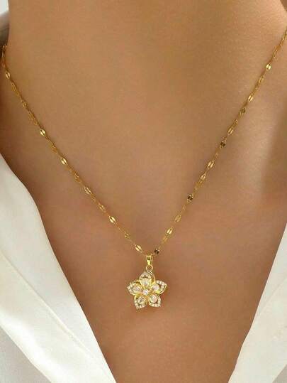 1 pieza Collar colgante con cadena de labios giratoria chapada en oro de 18K de acero inoxidable, diseño vintage con circonita cúbica, accesorio de moda unisex para fiesta, Navidad, Halloween