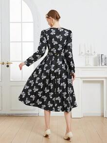 Luxury Jacquard Long Sleeve Elegant Party Dress For Women, Autumn/Winter